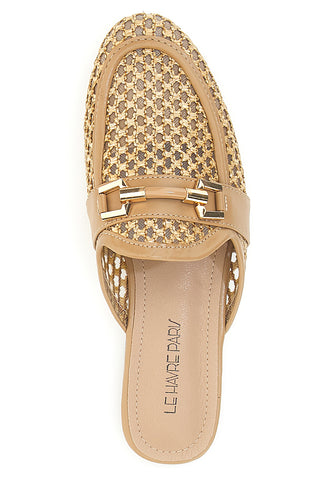 Beige Pantolette mit goldenem Clip Le Havre Paris LLY27