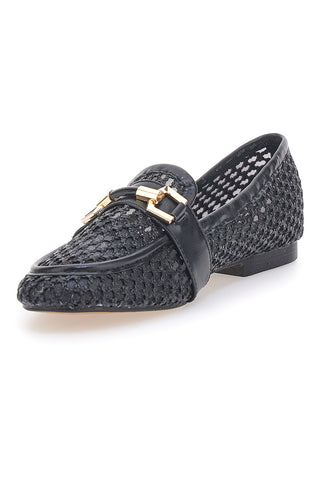 Mocassini Neri con morsetto dorato Le Havre Paris LLY26