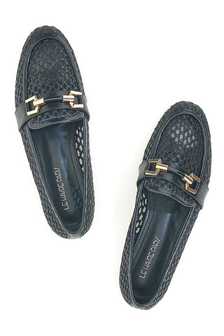 Mocassini Neri con morsetto dorato Le Havre Paris LLY26