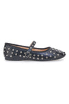 Schwarze Ballerinas mit Nieten und Riemen LE HAVRE PARIS PL25801