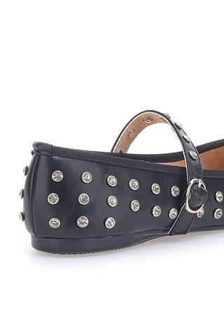 Schwarze Ballerinas mit Nieten und Riemen LE HAVRE PARIS PL25801