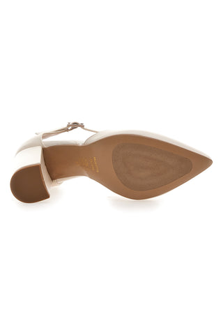 Cremefarbene Pumps mit Riemchen und Blockabsatz PITTARELLO GLAM 2615