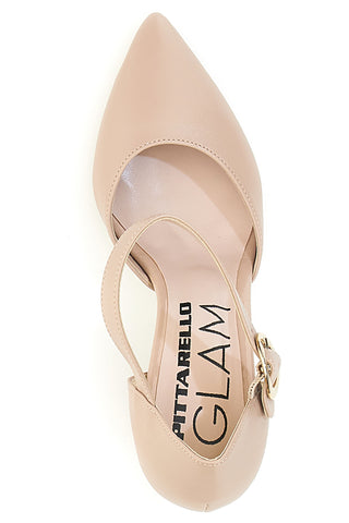 Hautfarbene Pumps mit spitzer Spitze und Riemchen PITTARELLO CLASS 2122