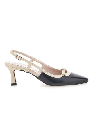 Schwarze und beige Pumps mit Slingback-Riemen PITTARELLO GLAM 2246