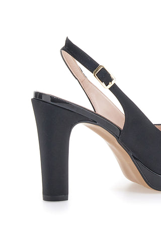 Schwarze Slingback-Pumps in Satin-Optik PICTARELLO LOVE 4477