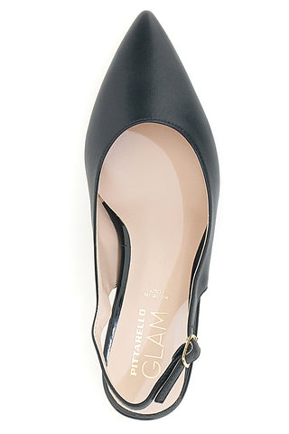 Décolleté Slingback Nere a Punta con Tacco Basso PITTARELLO GLAM 3614