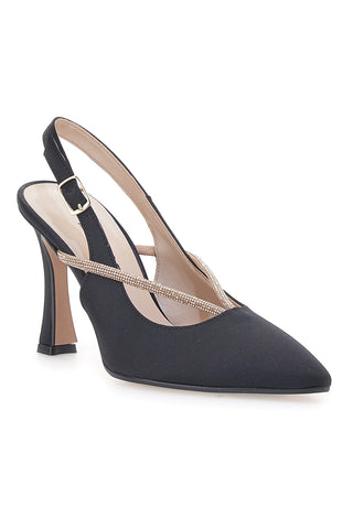 Schwarze Slingback Pumps mit Strass PITTARELLO 100