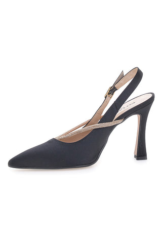 Schwarze Slingback Pumps mit Strass PITTARELLO 100