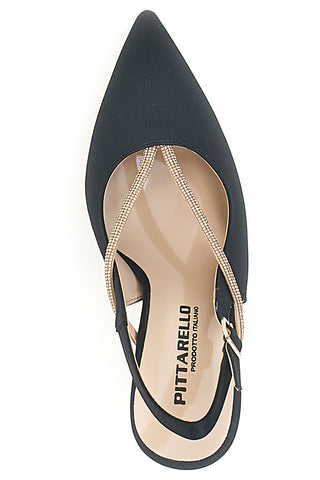 Schwarze Slingback Pumps mit Strass PITTARELLO 100