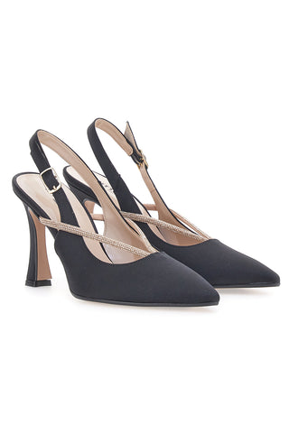 Schwarze Slingback Pumps mit Strass PITTARELLO 100