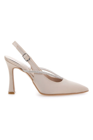 Décolleté Beige Slingback con Strass PITTARELLO 100