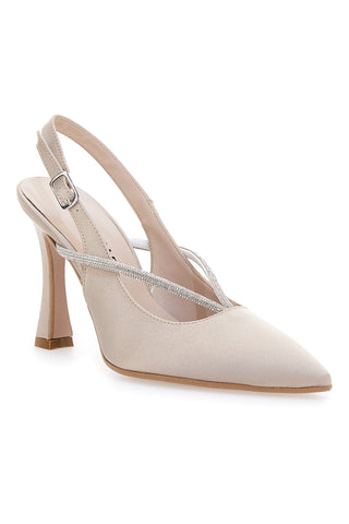 Décolleté Beige Slingback con Strass PITTARELLO 100