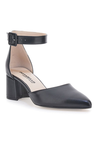 Schwarze Pumps mit Riemchen und Absatz PITTARELLO 8017