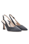 Schwarze Pumps mit Spool Heel und spitzer Spitze PITTARELLO 148