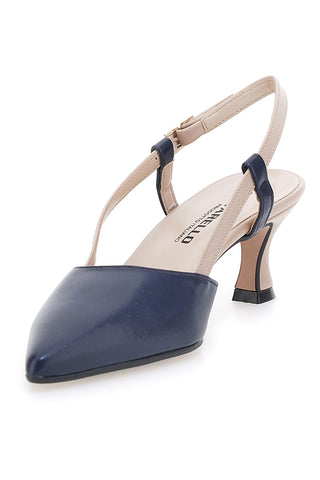 Nude- und Blaue spitze Slingback-Pumps PICTARELLO P506