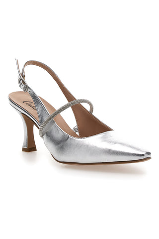Silberne Slingback-Pumps Made in Italy PITTARELLO Couture 8309
