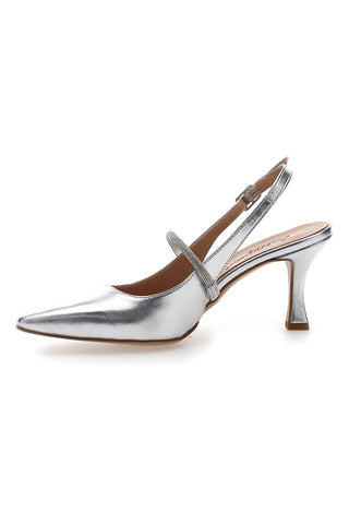 Silberne Slingback-Pumps Made in Italy PITTARELLO Couture 8309