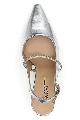 Silberne Slingback-Pumps Made in Italy PITTARELLO Couture 8309