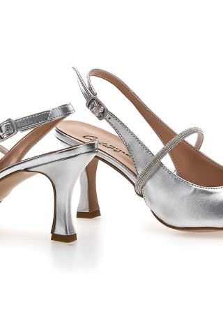 Silberne Slingback-Pumps Made in Italy PITTARELLO Couture 8309
