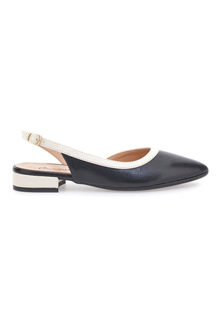 Pittarello Couture 6011 Schwarze und beige Slingback-Ballerinas