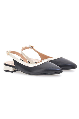 Pittarello Couture 6011 Schwarze und beige Slingback-Ballerinas