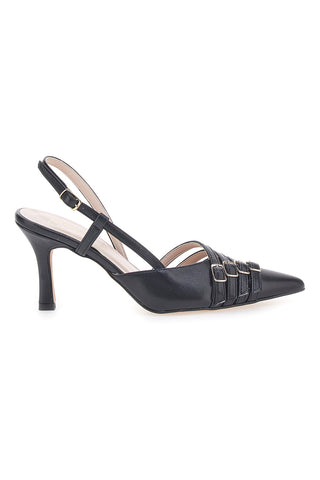 Décolleté Nere Con Cinturino e Tacco PITTARELLO GLAM 3824 Made in Italy