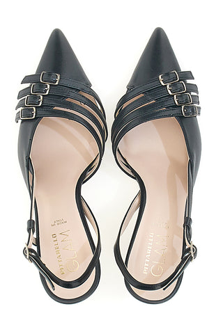 Schwarze Pumps mit Riemchen und Absatz PITTARELLO GLAM 3824 made in Italy