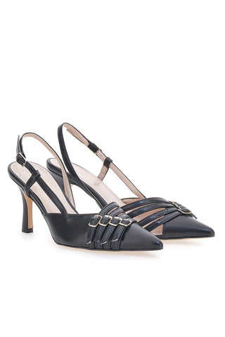 Schwarze Pumps mit Riemchen und Absatz PITTARELLO GLAM 3824 made in Italy