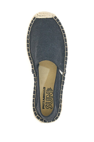 Espadrillas nere in tessuto con suola con ricamo in corda PITTARELLO SUN SGMS2520