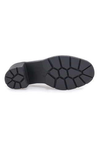 First Lady P633 Schwarze Lack-Loafer mit Absatz und Horsebit