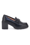 Mocassini neri con tacco e morsetto First Lady P634