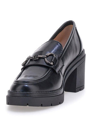 Mocassini neri con tacco e morsetto First Lady P634