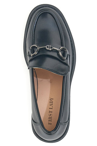 Mocassini neri con tacco e morsetto First Lady P634