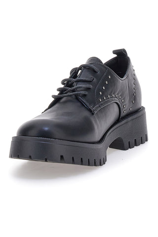 Talemi JN10121 schwarze Schnürschuhe mit Nieten und Profilsohle