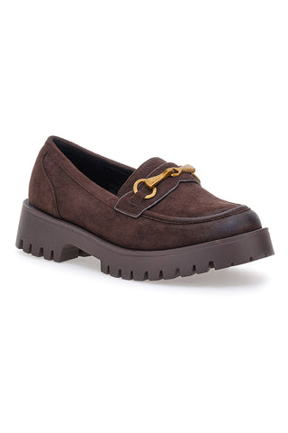 Talemi KMY11D – Braune Loafer mit Profilsohle und Kettendetail