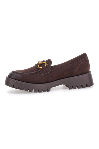 Talemi KMY11D – Braune Loafer mit Profilsohle und Kettendetail