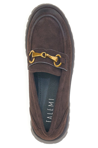 Mocassini marroni con suola carrarmato e dettaglio catena Talemi KMY11D
