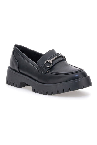 Mocassini neri con morsetto e suola carrarmato Talemi 6Y218518