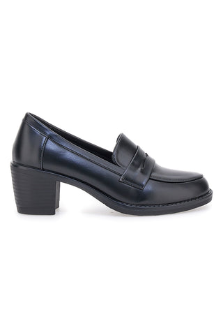 Talemi PMM24923 Schwarze Loafer mit Blockabsatz und Schnürung