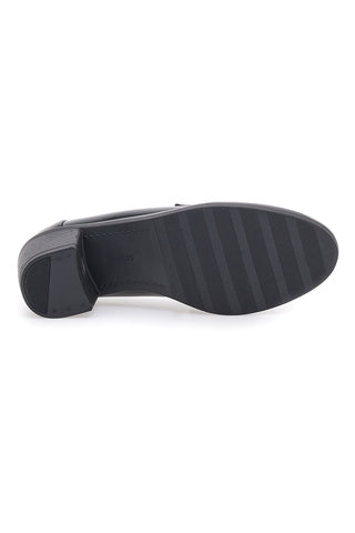 Mocassini neri con tacco largo e mascherina Talemi PMM24923