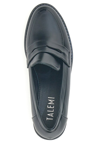 Mocassini neri con tacco largo e mascherina Talemi PMM24923