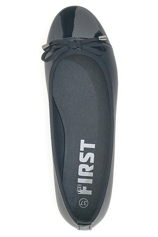 Ballerine nere con punta lucida e fiocco The First IDE1070