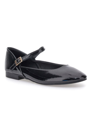Lackschwarze Ballerinas mit Riemchen The First IDEA01