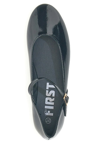 Ballerine nere verniciate con cinturino The First IDEA01
