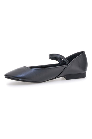 The First IDEA01 Mattschwarze Ballerinas mit Riemen