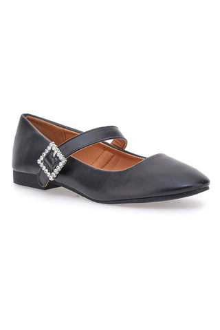 Ballerine nere con cinturino gioiello The First IDEA2285