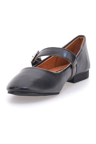 Ballerine nere con cinturino gioiello The First IDEA2285