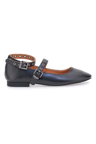 Ballerine nere con cinturini borchiati The First IDEA2286