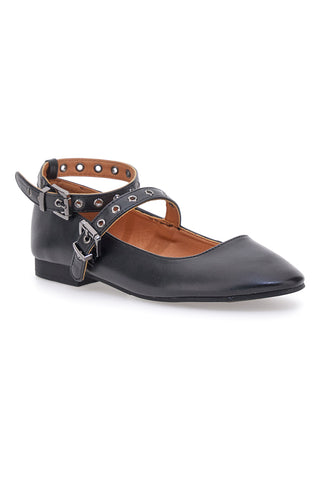 Ballerine nere con cinturini borchiati The First IDEA2286