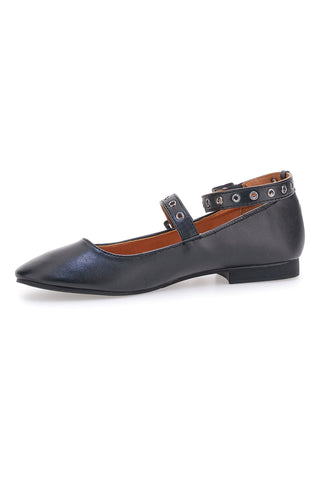 Ballerine nere con cinturini borchiati The First IDEA2286